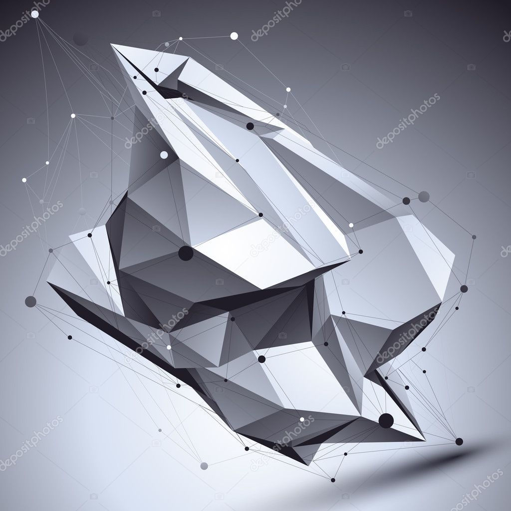 3D vector abstract technological illustration, perspective geome