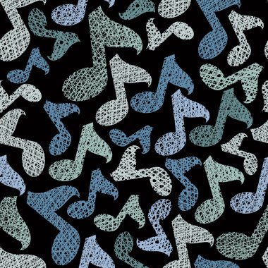 müzik Tema seamless modeli, müzik notaları yinelenen bac vektör.