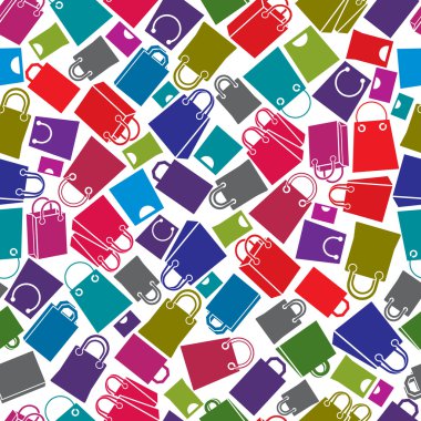 Shopping bags seamless background, vector icon set, elements eas