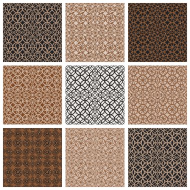 tek renkli kahverengi vintage tarzı fayans Dikişsiz desen seti.