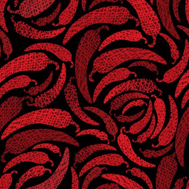 soğuk kırmızı biber seamless modeli, Meksika yemeği Tema dikiş