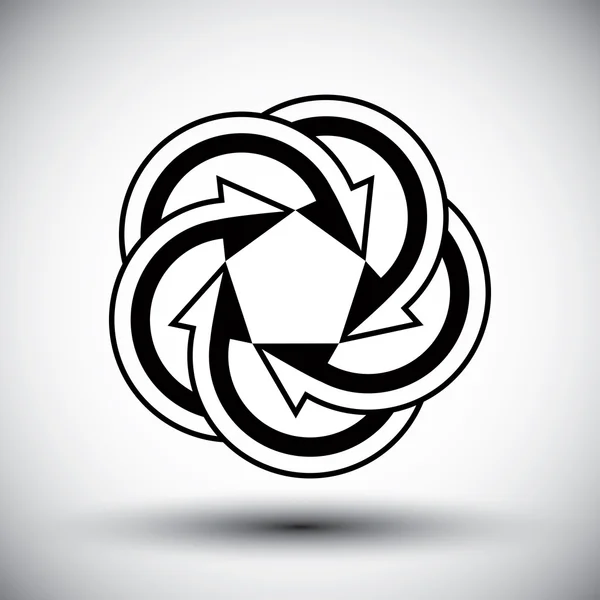 Five arrows loop conceptual icon, special abstract new idea vect — Stock Vector