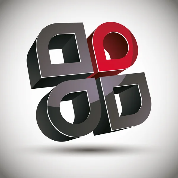 3D abstraktes Symbol mit 4 Elementen. — Stockvektor