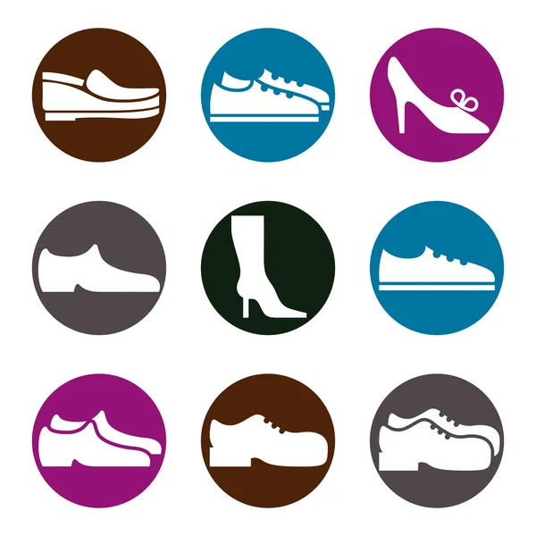 Footwear icon vector set, vector collection of shoes pictograms. — Stock Vector