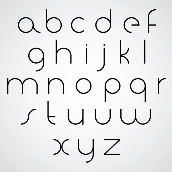 Elegant regular monochrome orbed font, black thin letters on whi — Stock Vector
