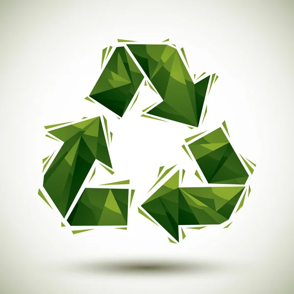 Ícone geométrico de reciclagem verde feito em estilo moderno 3d, melhor para u — Vetor de Stock