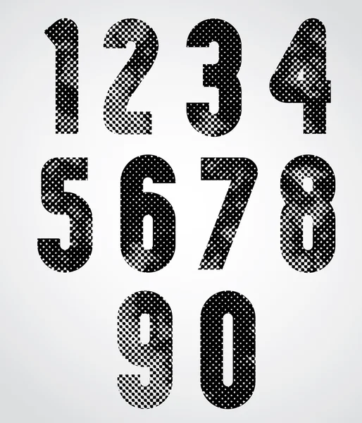 Black and white dotty graphic decorative numbers. — Stock Vector