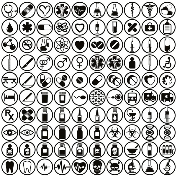 100 conjunto de iconos médicos . — Vector de stock