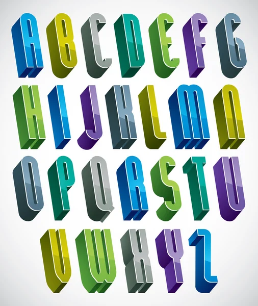 3d lettres colorées haut alphabet fait avec des formes rondes . — Image vectorielle