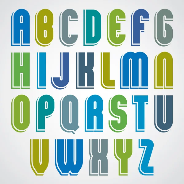 Letras mayúsculas animadas brillantes con esquinas redondeadas . — Vector de stock