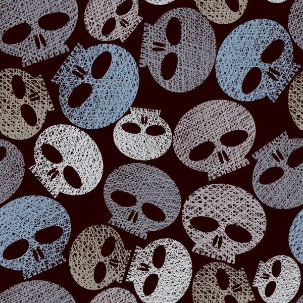 Skulls seamless pattern, horror and hard rock theme repeating ba — Stock Vector