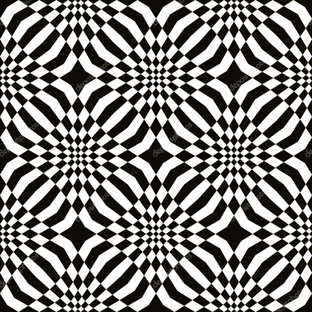 Lined 3d cubes seamless pattern, black and white vector background.