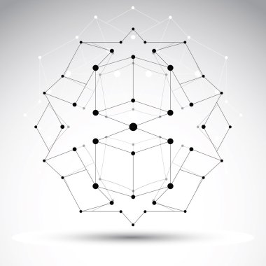 3D poligonal geometrik tel kafes nesnesi, soyut vektör tasarımı 