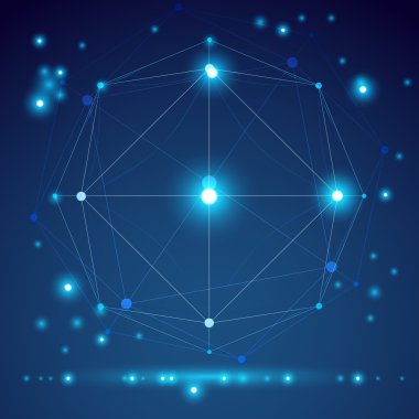 Soyut geometrik 3D ağ nesnesi, vektör illüstrasyonu, 10 birim.