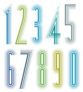 geometrik renkli uzun dekoratif çizgili numaraları.