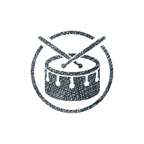 Snare tambor icono vector musical con líneas dibujadas a mano textura. — Vector de stock