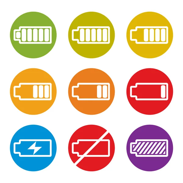 Iconos del indicador de carga de la batería aislados en fondo blanco vect — Archivo Imágenes Vectoriales