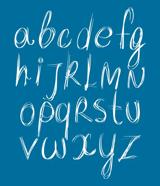 Calligraphic script lettertype, vector alfabet letters. — Stockvector