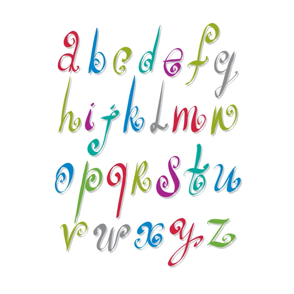 Escritura caligráfica, conjunto de letras de alfabeto vectorial, fuente vectorial. — Archivo Imágenes Vectoriales