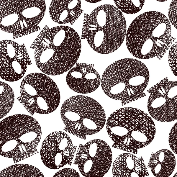 Horror and hard rock theme repeating background, Skulls seamless — Stock Vector