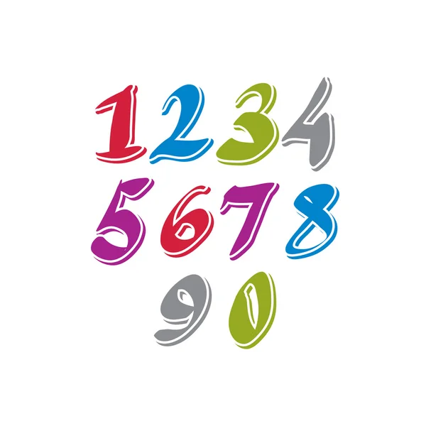 Contemporary handwritten vector digits, vector numerals. — Stock Vector