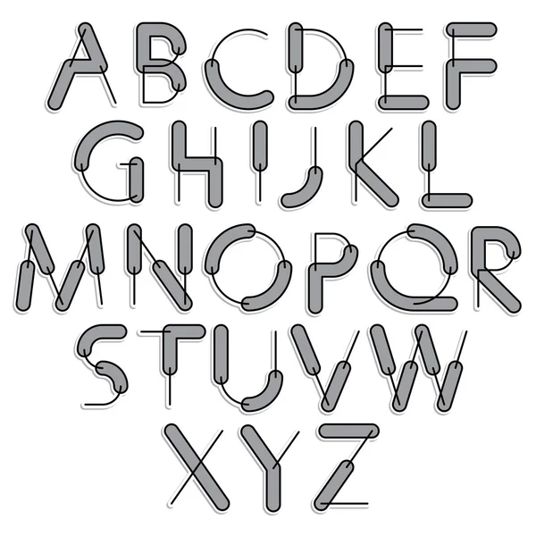 Смешной конструктивный векторный шрифт, закругленные буквы из мультика с гром — стоковый вектор