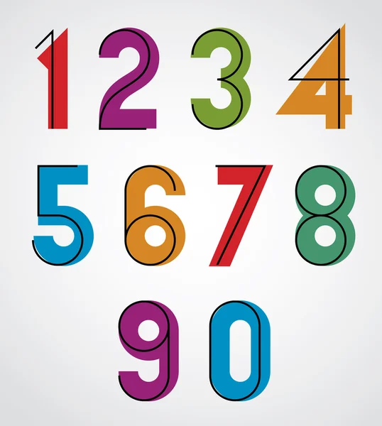 Numeri semplici binari colorati con linee sottili nere . — Vettoriale Stock