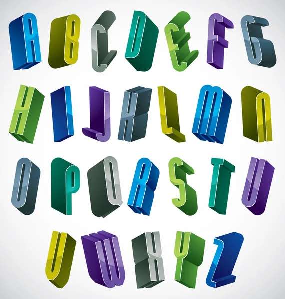 3D kolorowe litery alfabetu. — Wektor stockowy