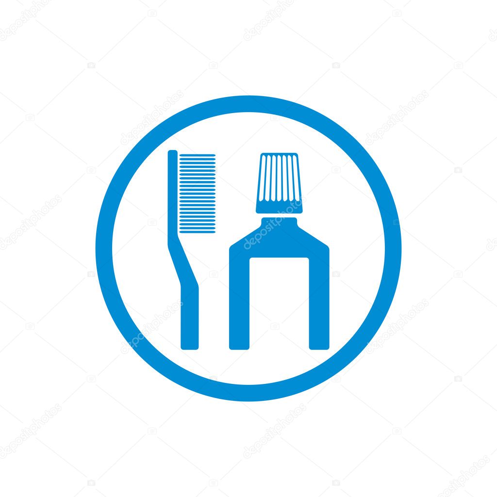 Tooth brush and paste vector icon isolated.