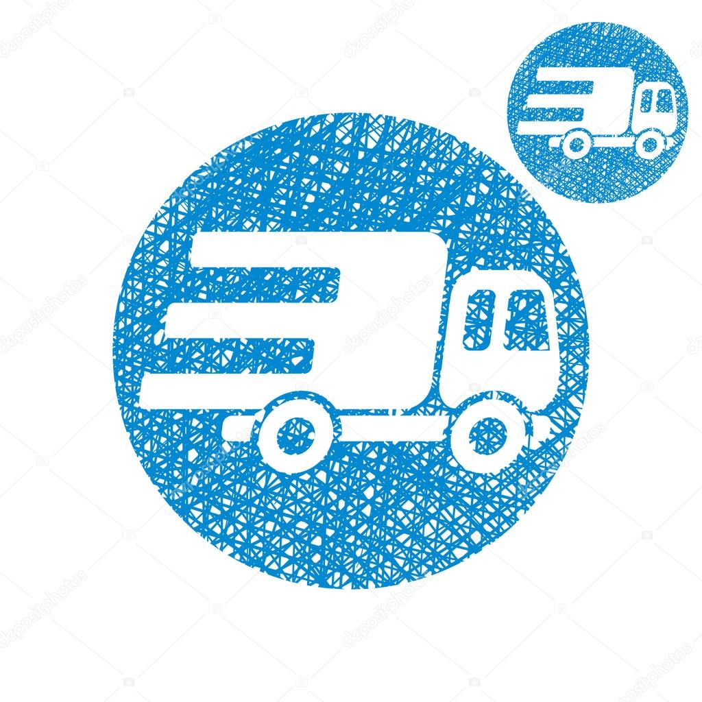 Delivery car small truck vector simple single color icon isolate