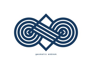 Soyut geometrik sonsuzluk şekilli vektör logosu beyaz, sonsuz çizgisel grafik tasarım modern tarz sembolü, sonsuzluk çizgisi geometrik şekil amblemi veya simgesi üzerine izole edilmiş..