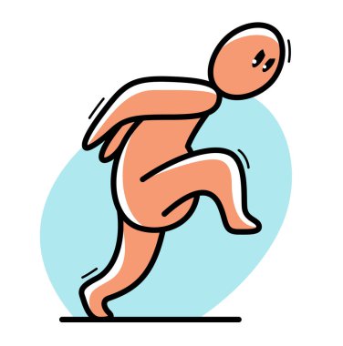 Kızgın karikatür adamı saldırısı yürüyen yumruklayıcı agresif holigan vektör karikatür düz çizim beyaz, güzel ikon ya da küçük insan çizimi üzerinde izole.