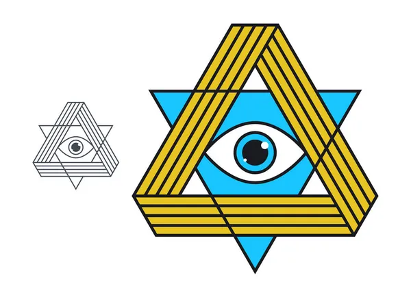 Alle Ziende Oog Driehoek Piramide Vector Oud Symbool Moderne Lineaire — Stockvector