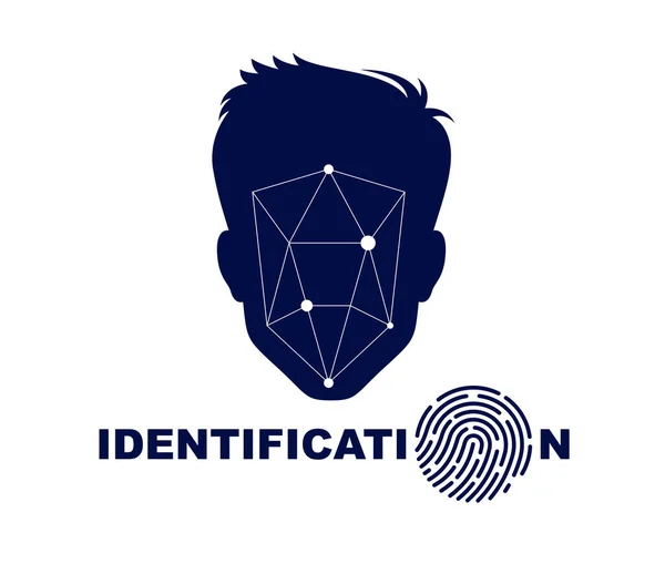 Hombre Silueta Cara Concepto Identificación Biométrica Vector Simple Logotipo Icono — Archivo Imágenes Vectoriales