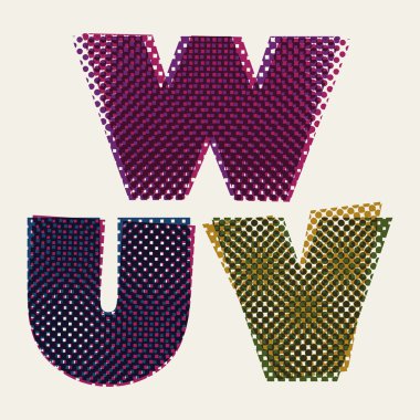 yarı tonlu noktalar font, kirli grunge renk piksellerini yazdırma Letonyalı doku.