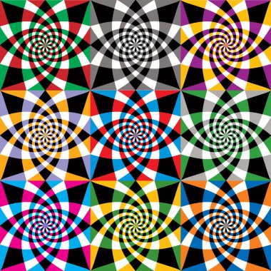 Spiral renkli fırtınası seamless modeli, vektör tasarımı.