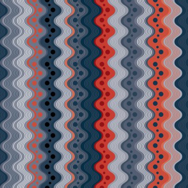 dalgalı çizgiler ve noktalar seamless modeli, dikey vektör arka plan