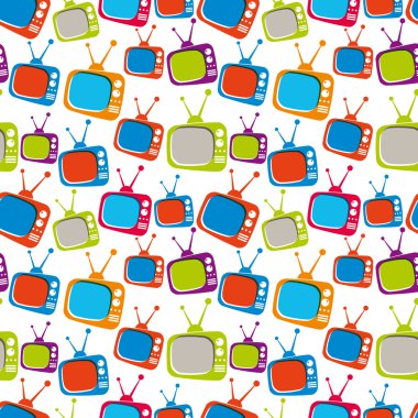 renkli retro tarzı tv kesintisiz arka plan, vektör illustr ayarlar.