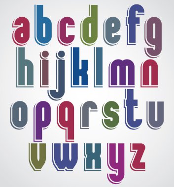 köşeleri yuvarlatılmış, koyu harflerle kısaltılmış yazı Retro yazı tipi