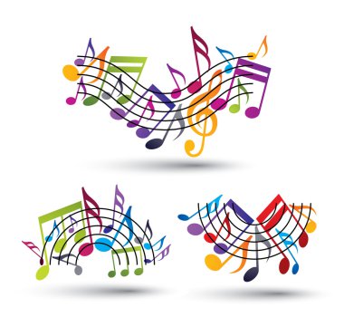 Musical notes staff set. clipart