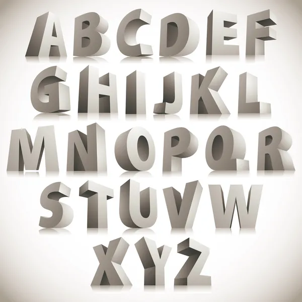 3D-lettertype, grote witte letters permanent, vector eps 8. — Stockvector