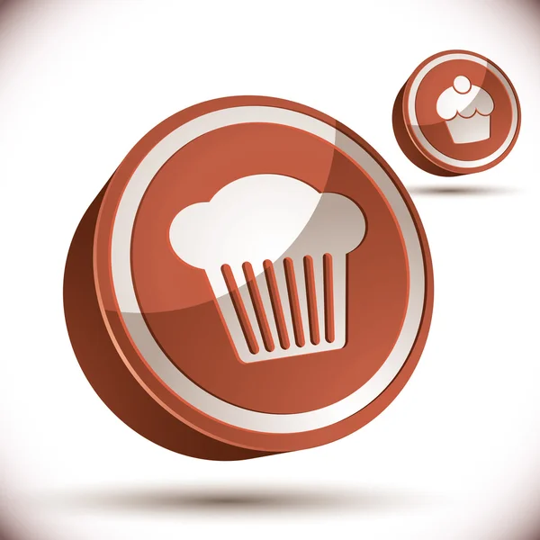 Cupcake 3d vector icon isolated on white background. — Stock Vector