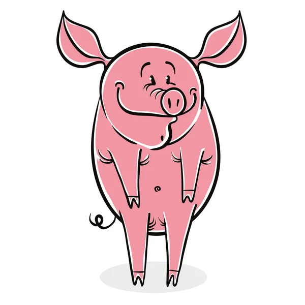 Funny cartoon pig, vector illustration. — Stock Vector