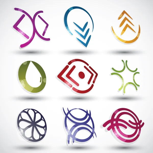 Abstract contemporary style icons, vector designs set, 3d round — Stock Vector