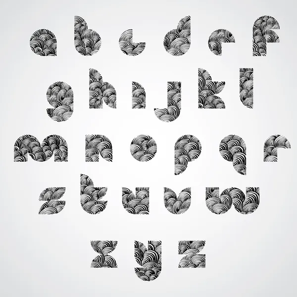 Forma semplice lettere font stile digitale con linee disegnate a mano pa — Vettoriale Stock