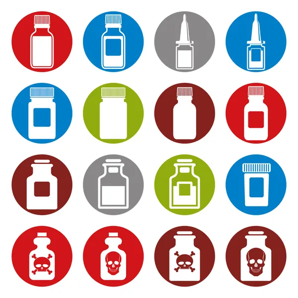 Botellas médicas icono conjunto . — Archivo Imágenes Vectoriales