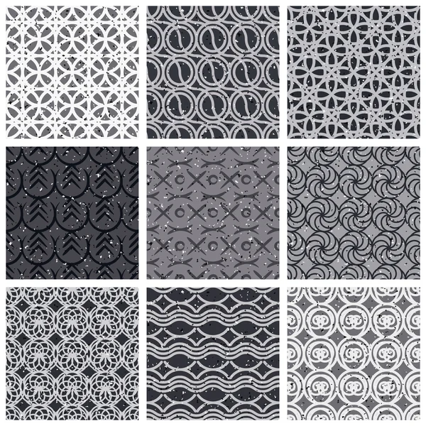 Vintage tiles seamless patterns set. — Stock Vector