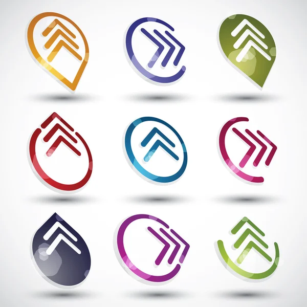 Flechas abstractas iconos conjunto . — Vector de stock