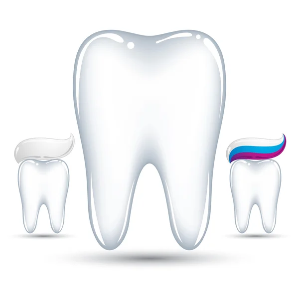 Dente com pasta de dentes . —  Vetores de Stock