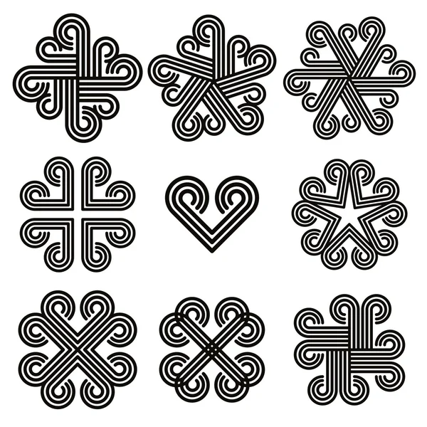 Абстрактные черно-белые фигурные иконы . — стоковый вектор